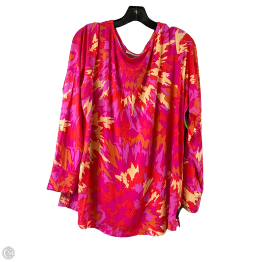 Top Long Sleeve By Belle By Kim Gravel In Pink & Red, Size: Xl