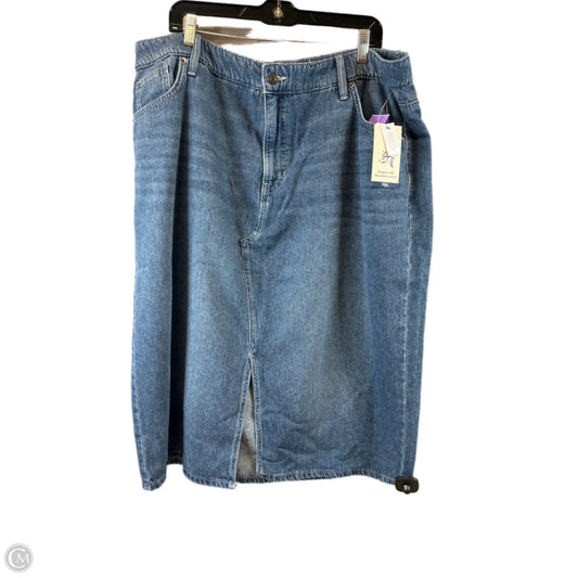 Skirt Midi By Terra & Sky In Blue Denim, Size: 18