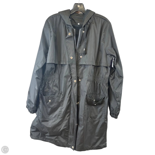 Coat Raincoat By Clothes Mentor In Black, Size: L