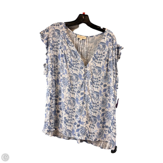 Top Short Sleeve By Cynthia Rowley In Blue & White, Size: Xl