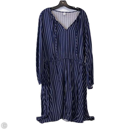 Dress Casual Midi By Old Navy In Blue & White, Size: Xxl