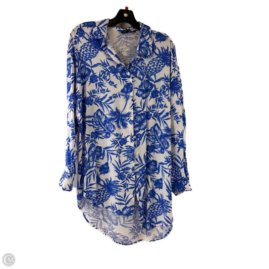 Top Long Sleeve By Club In Blue & White, Size: S
