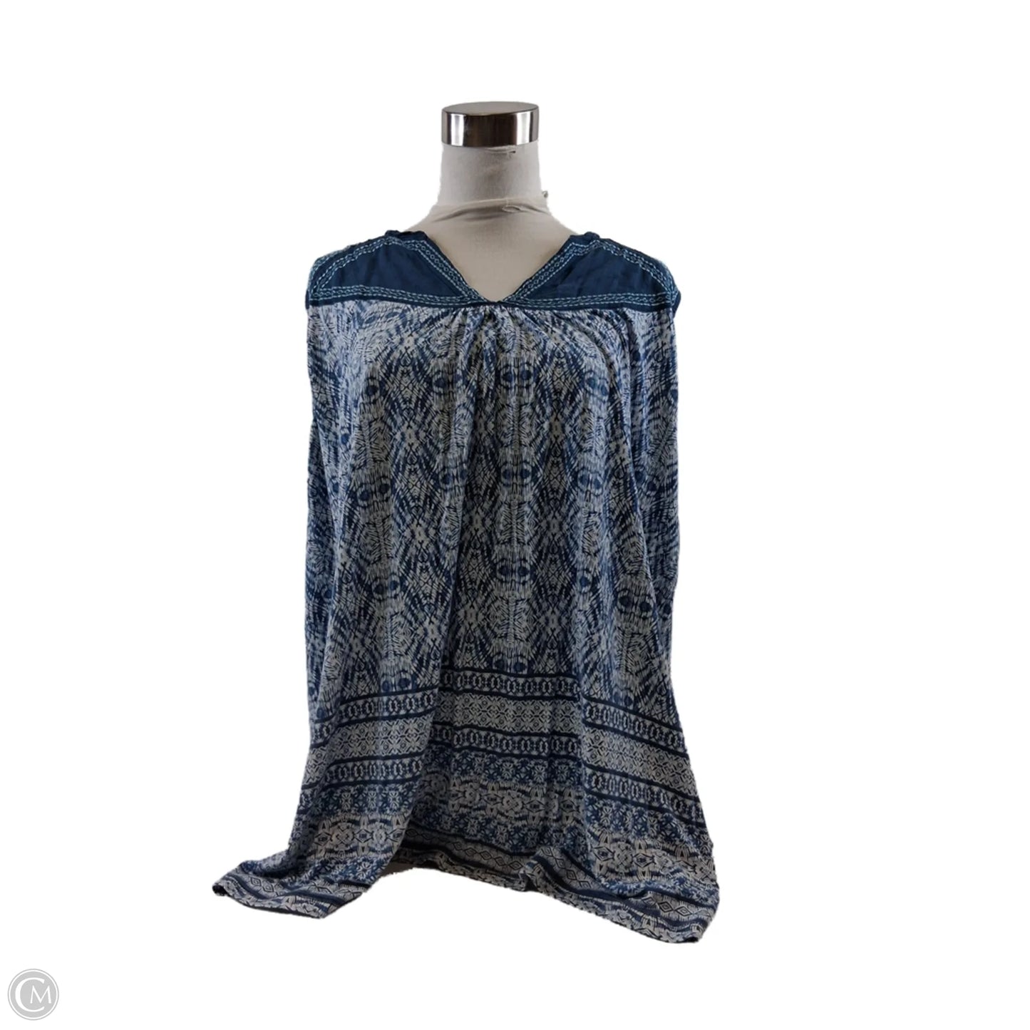Top Sleeveless By Eliane Rose In Blue & White, Size: 2x