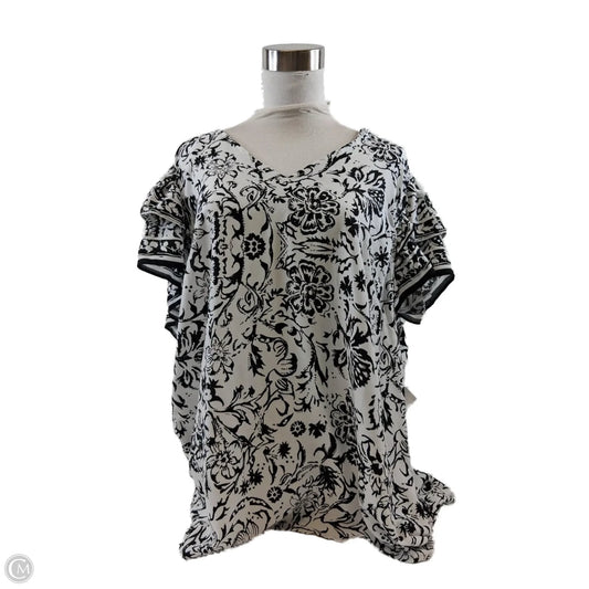 Top Short Sleeve By Christian Siriano In Black & White, Size: 2x