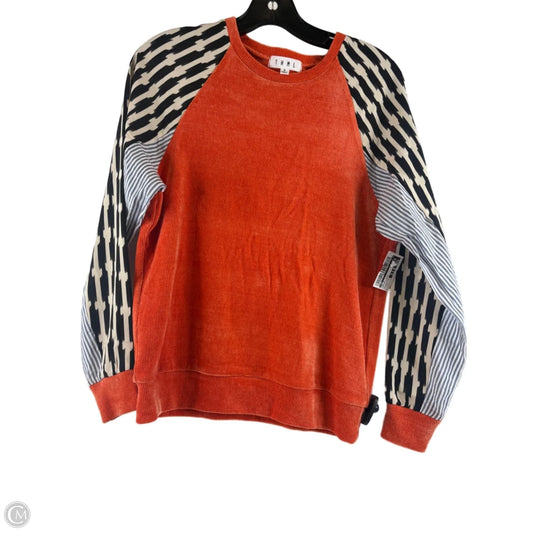 Top Long Sleeve By Thml In Orange & White, Size: S