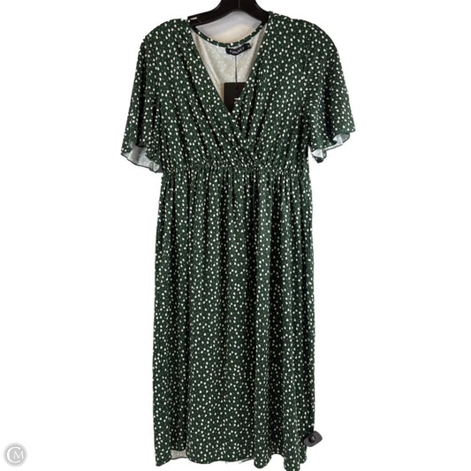 Dress Casual Midi By Clothes Mentor In Green & White, Size: M