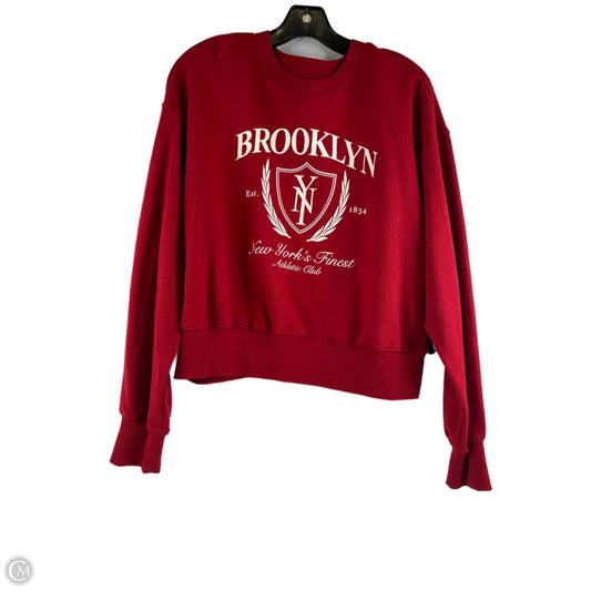 Sweatshirt Crewneck By Old Navy In Red & White, Size: M