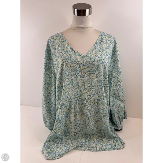 Top Long Sleeve By Agnes Orinda In Blue & White, Size: 3x
