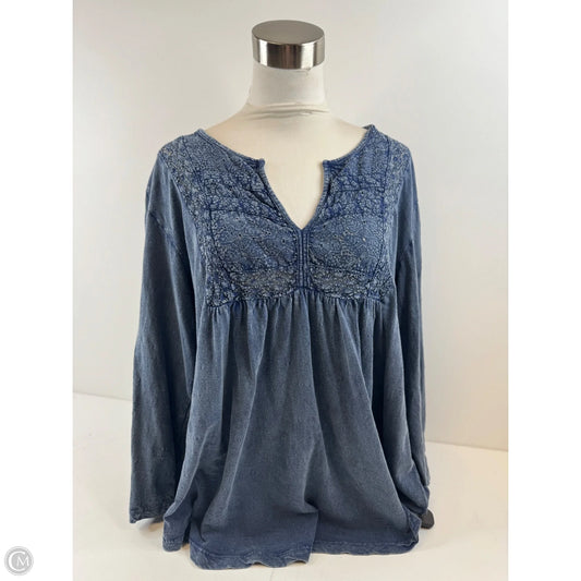 Top Long Sleeve By Cynthia Rowley In Blue Denim, Size: 3x