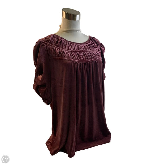 Top Short Sleeve By Loft In Maroon, Size: Xlp