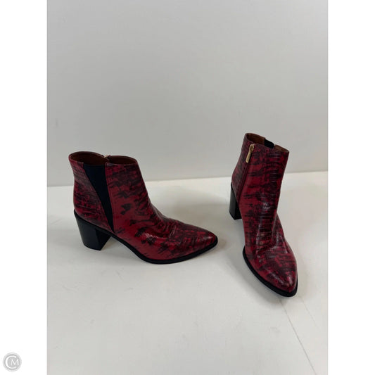 Boots Ankle Heels By Clothes Mentor In Black & Red, Size: 8