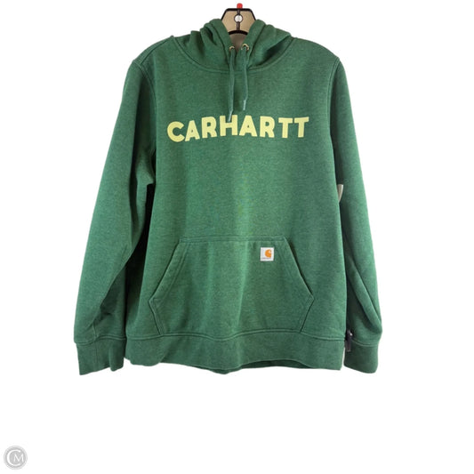Sweatshirt Hoodie By Carhartt In Green & Yellow, Size: L