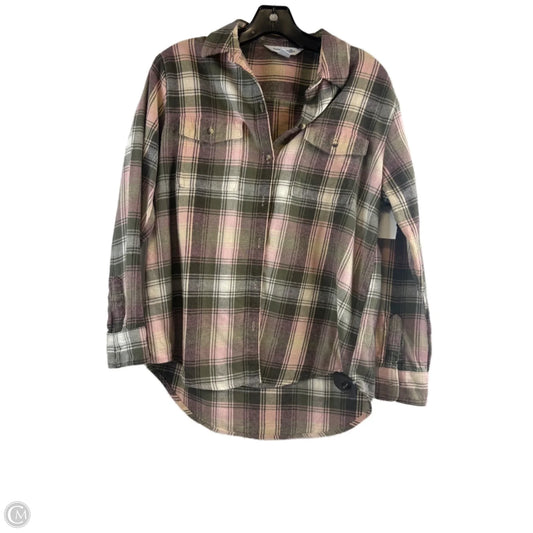 Top Long Sleeve By Old Navy In Green & White, Size: Xs