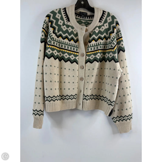 Sweater Cardigan By Clothes Mentor In Green & Tan, Size: L