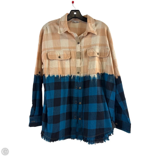 Top Long Sleeve By White Birch In Blue & Orange, Size: S