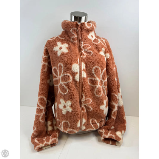 Jacket Faux Fur & Sherpa By Thread And Supply In Orange & White, Size: M