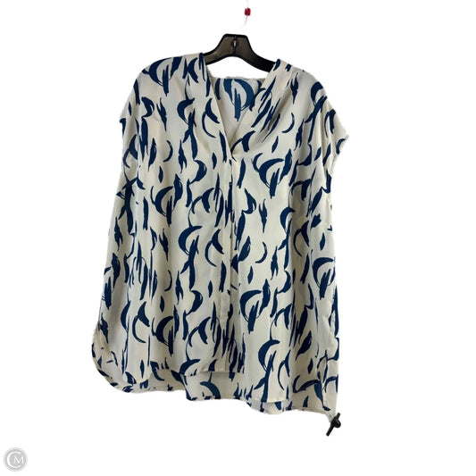 Top Short Sleeve By Monday Fun In Blue & Cream, Size: 2x