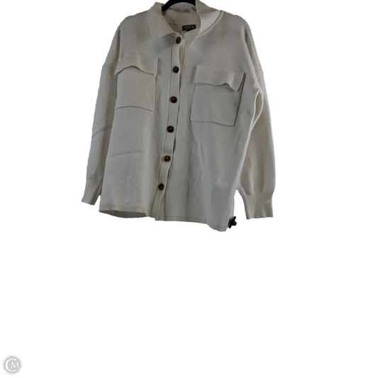 Jacket Shirt By Clothes Mentor In White, Size: L