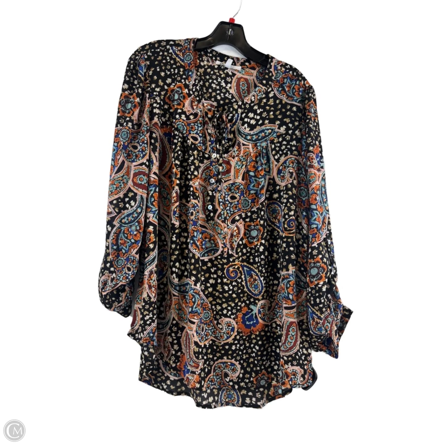 Top Long Sleeve By Dr2 In Black & Blue, Size: L