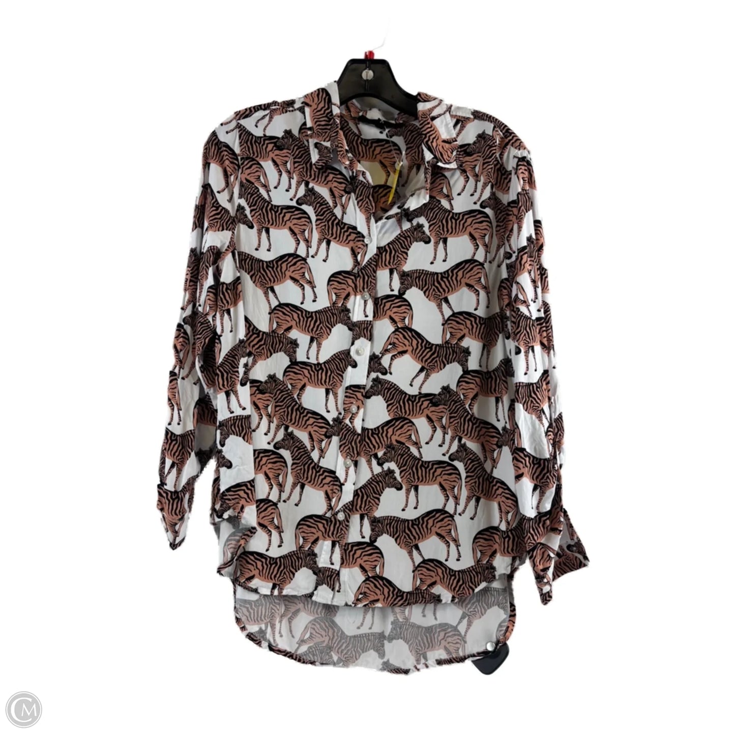 Top Long Sleeve By Jane And Delancey In Orange & White, Size: M