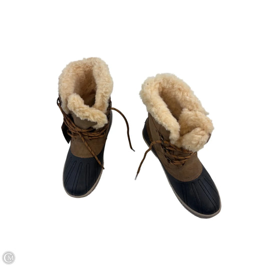 Boots Snow By Clothes Mentor In Tan & White, Size: 10