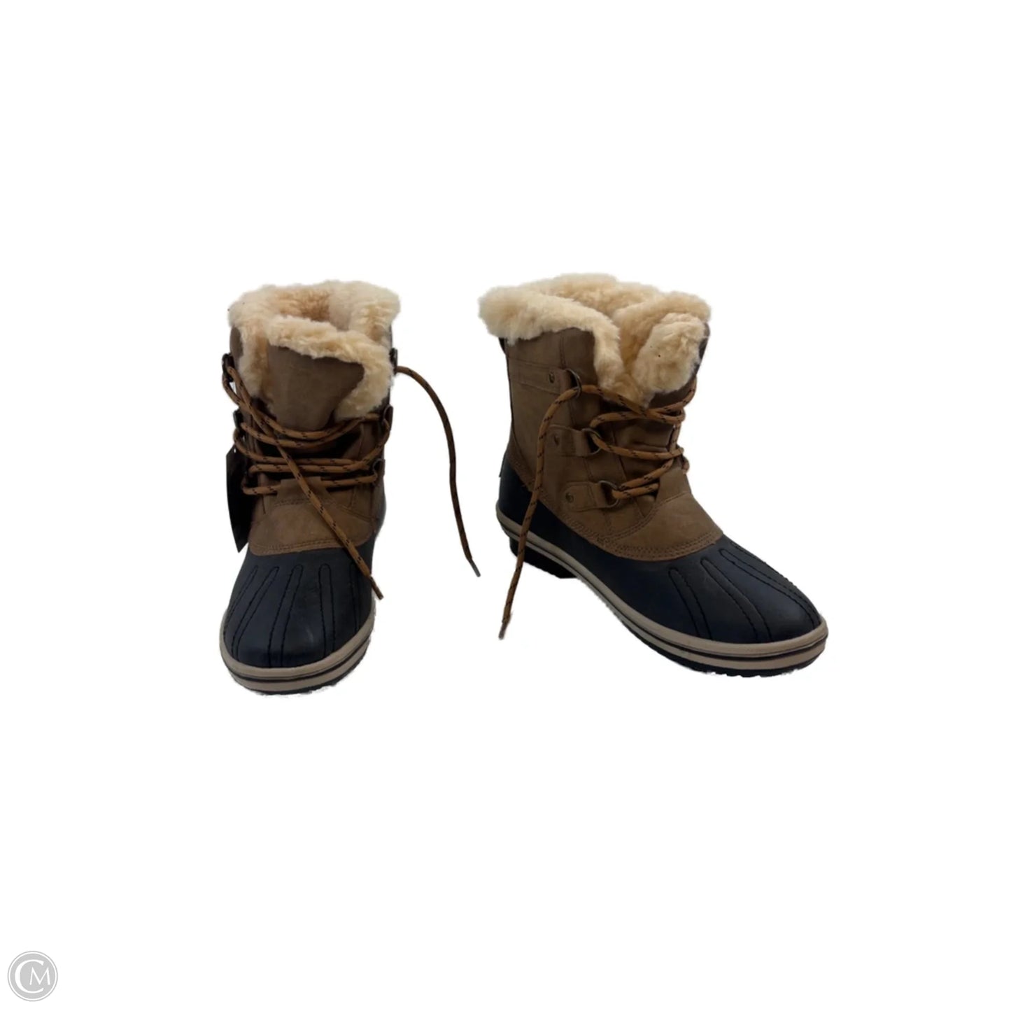 Boots Snow By Clothes Mentor In Tan & White, Size: 10