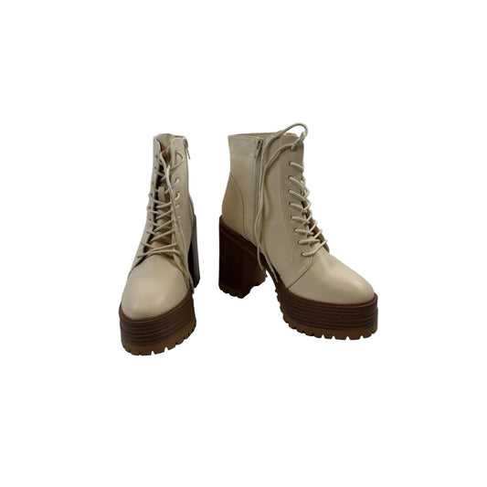 Boots Combat By Wild Diva In Cream, Size: 8