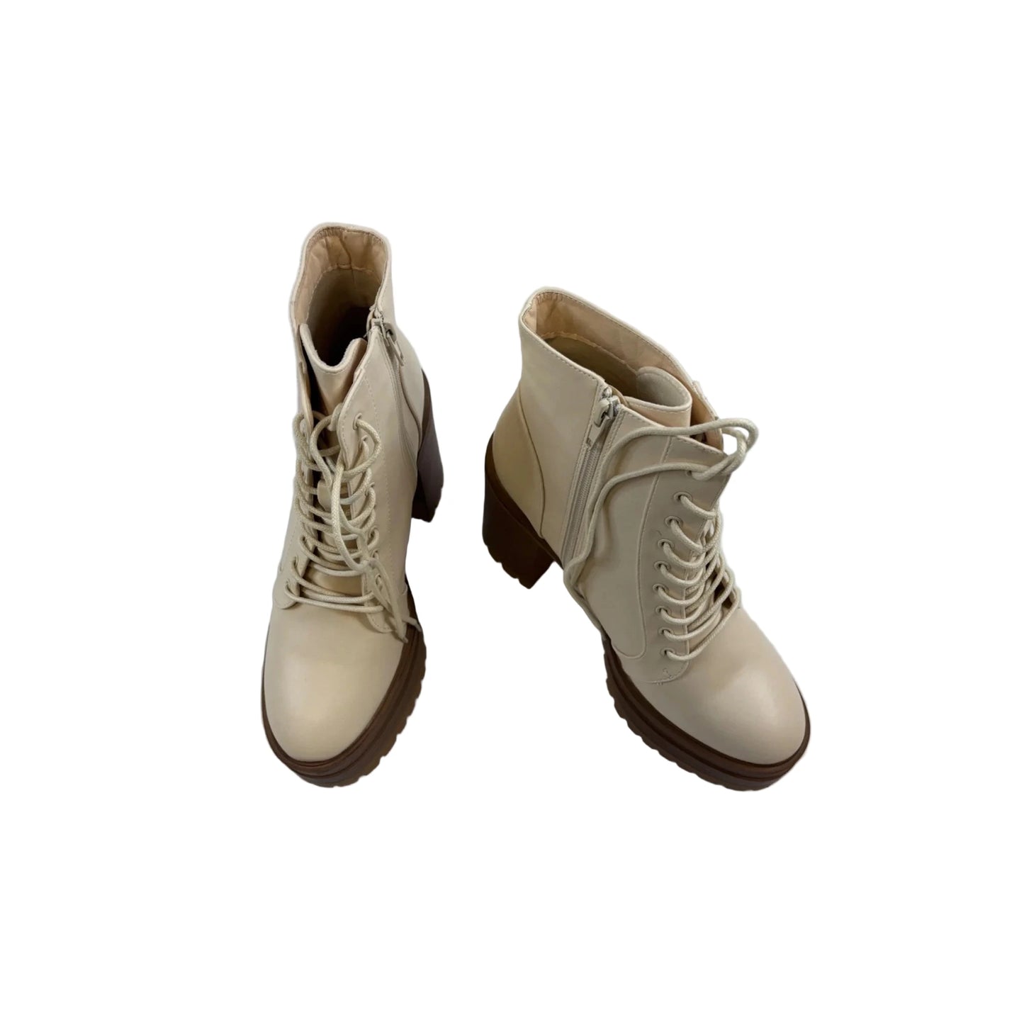 Boots Combat By Wild Diva In Cream, Size: 8