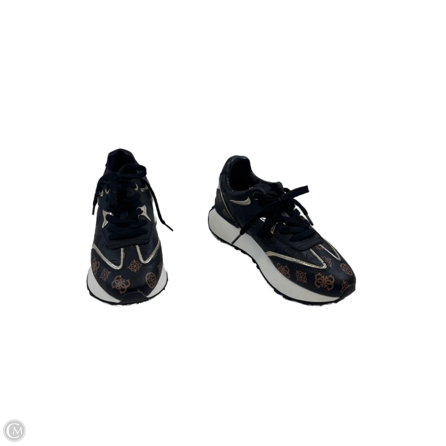 Shoes Sneakers By Guess In Black & Gold, Size: 8
