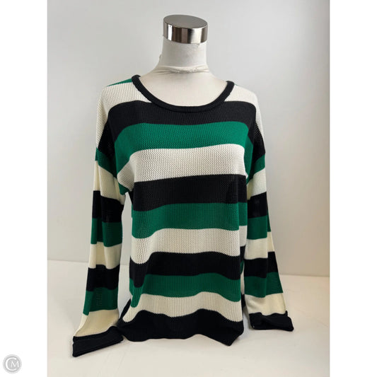 Top Long Sleeve By Clothes Mentor In Green & White, Size: M