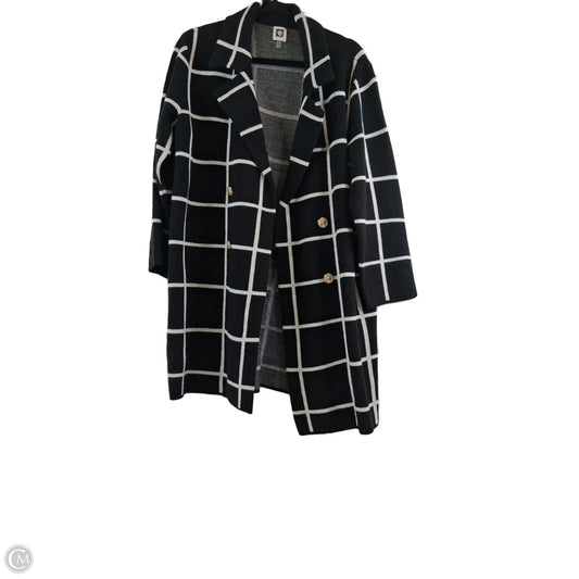 Sweater Cardigan By Anne Klein In Black & White, Size: 1x