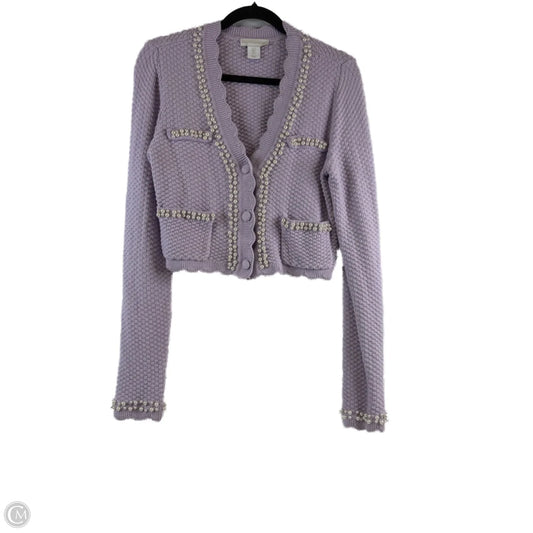 Sweater Cardigan By House Of Harlow In Purple & White, Size: S