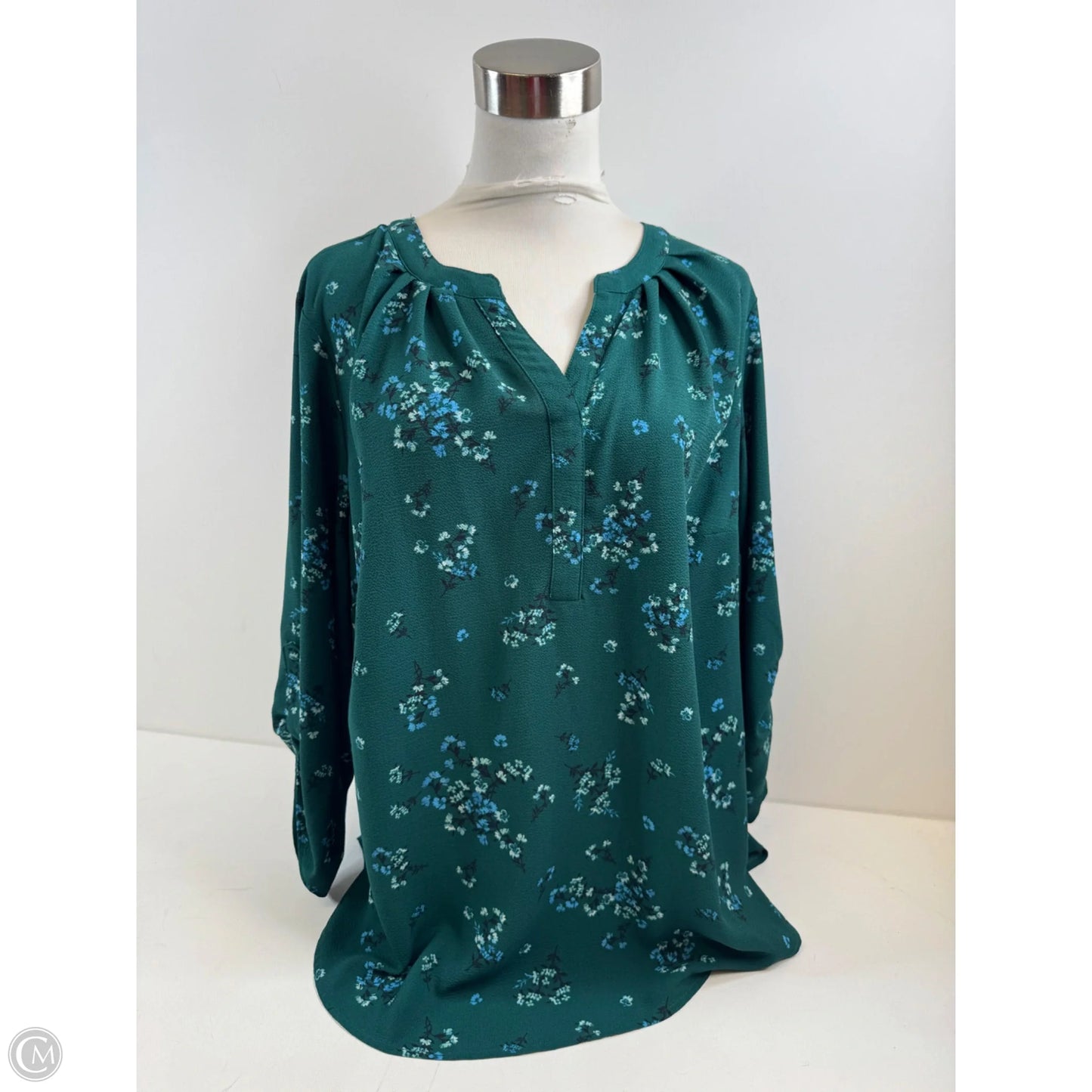 Top 3/4 Sleeve By 41 Hawthorn In Blue & Green, Size: 1x