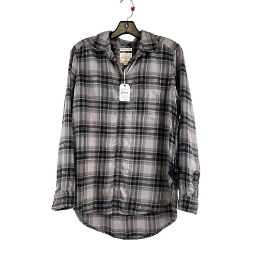 Top Long Sleeve By American Eagle In Black & Grey, Size: S