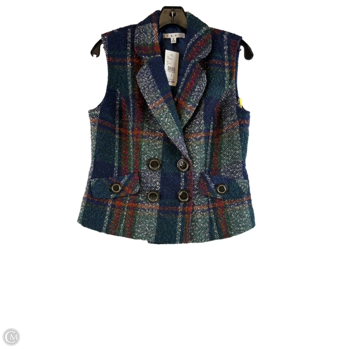 Vest Sweater By Cabi In Blue & Orange, Size: S