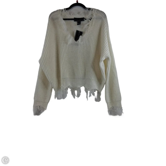 Sweater By Clothes Mentor In White, Size: L