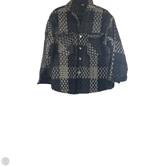 Jacket Shirt By Clothes Mentor In Black & Blue, Size: L
