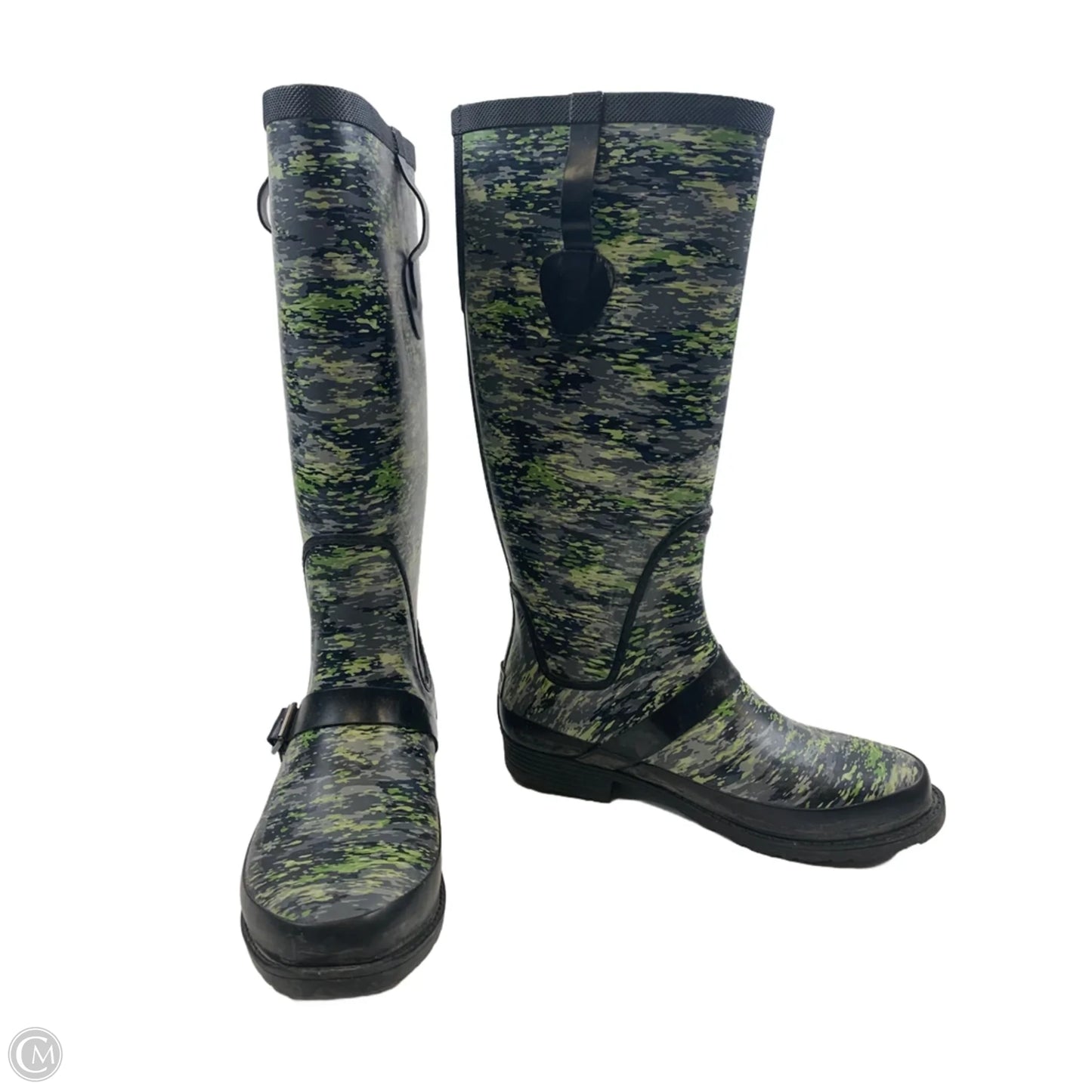 Boots Rain By L.l. Bean In Green & Grey, Size: 8