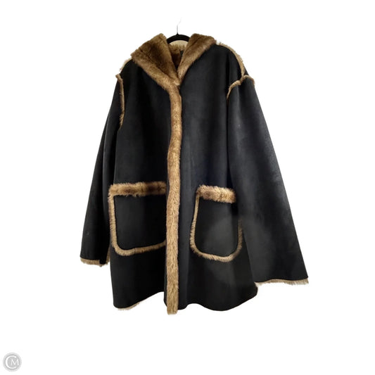 Coat Faux Fur & Sherpa By Dennis Basso Qvc In Brown, Size: 3x