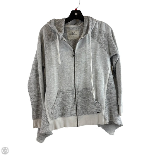 Sweatshirt Hoodie By Clothes Mentor In Grey & White, Size: S
