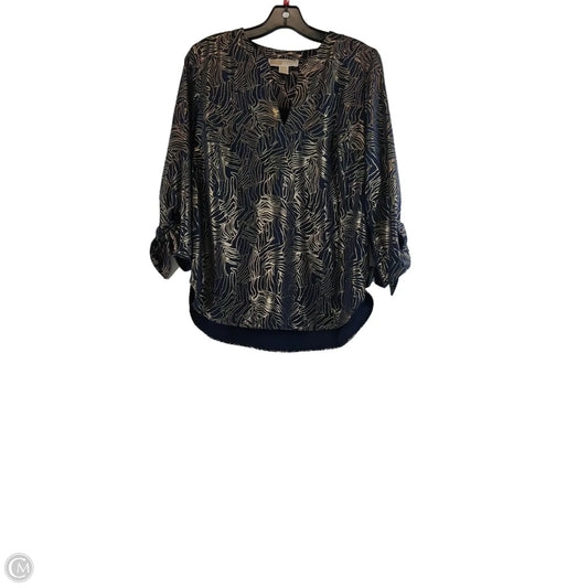 Top 3/4 Sleeve By Michael By Michael Kors In Blue & Gold, Size: M