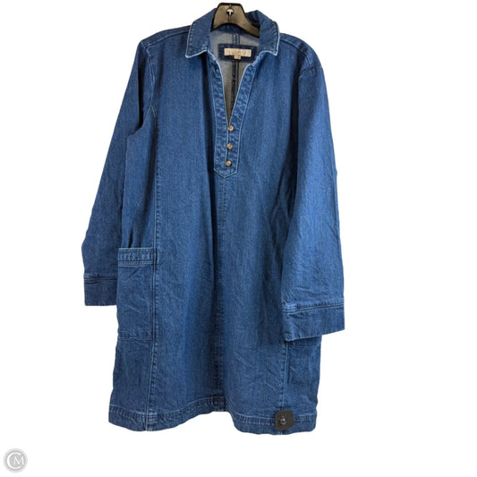 Dress Casual Midi By Loft In Blue Denim, Size: L