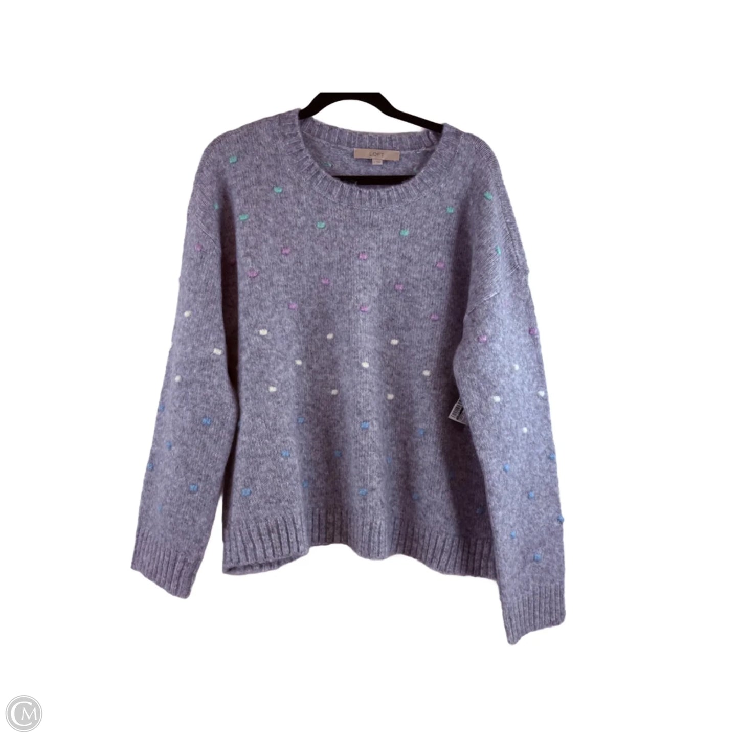 Sweater By Loft In Grey & Purple, Size: L