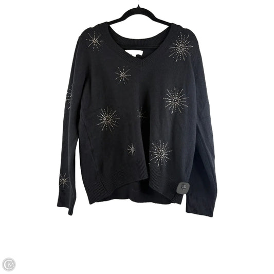 Sweater By Loft In Black & Silver, Size: M