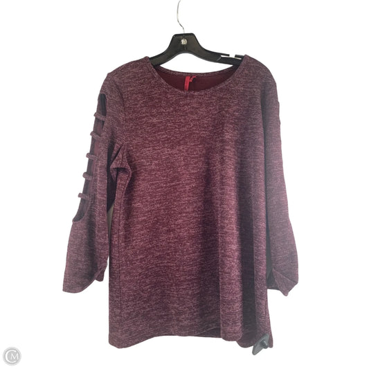 Top Long Sleeve By Love Scarlett In Red & Silver, Size: L