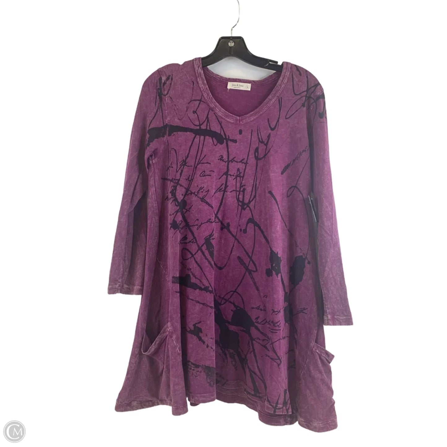 Top Long Sleeve By Jess And Jane In Black & Purple, Size: S
