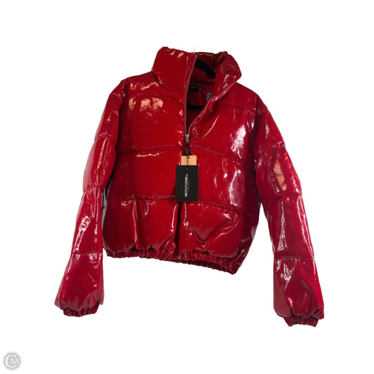 Jacket Puffer & Quilted By Pretty Little Thing In Red, Size: M