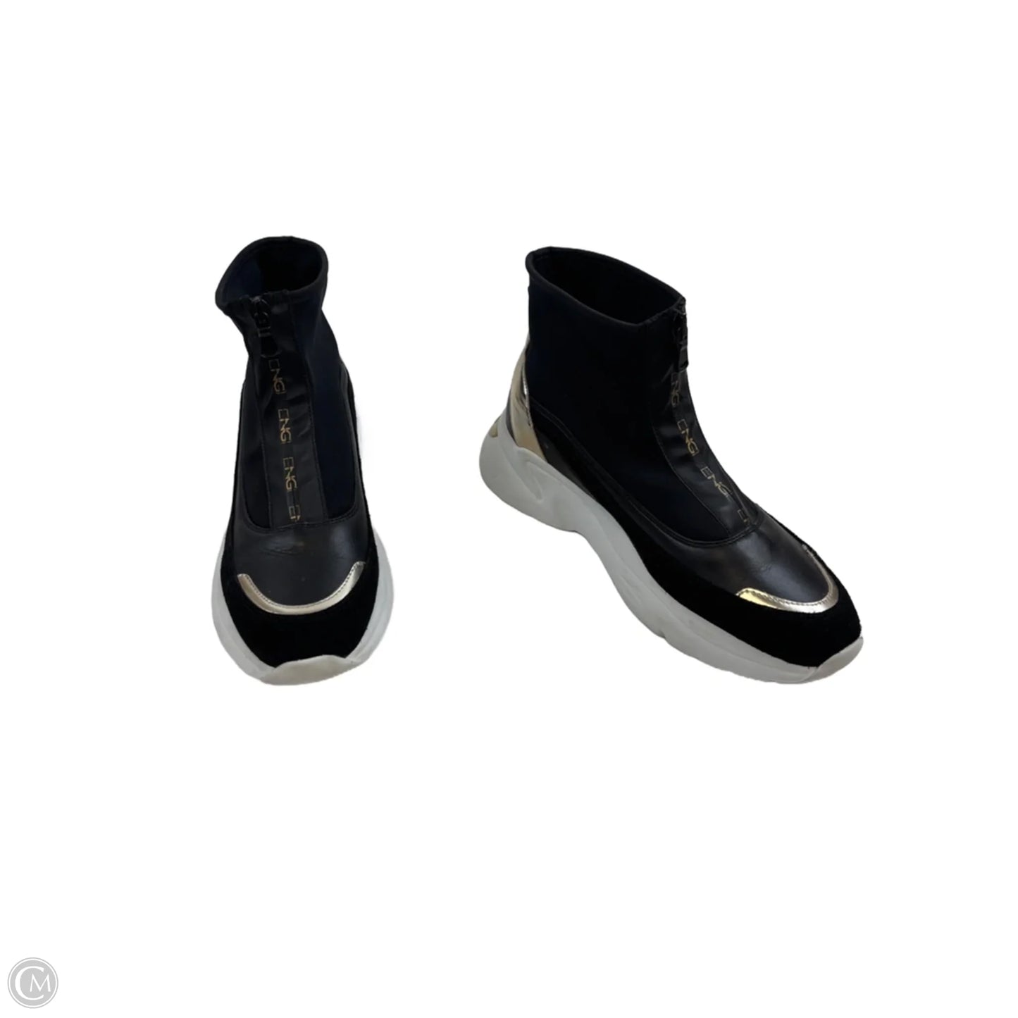 Shoes Sneakers Platform By Clothes Mentor In Black & Gold, Size: 7.5