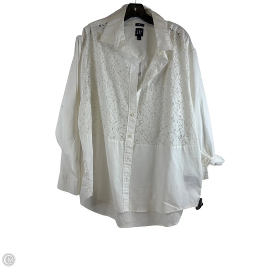 Top Long Sleeve By Gap In White, Size: L