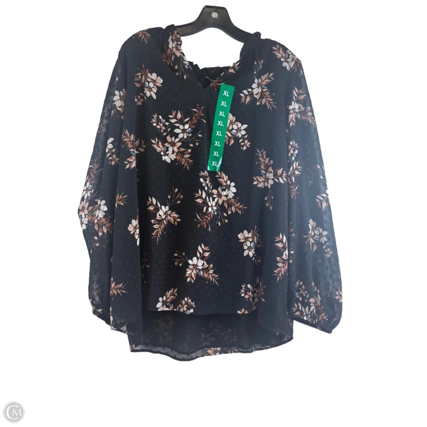 Top Long Sleeve By Hilary Radley In Black & Brown, Size: Xl